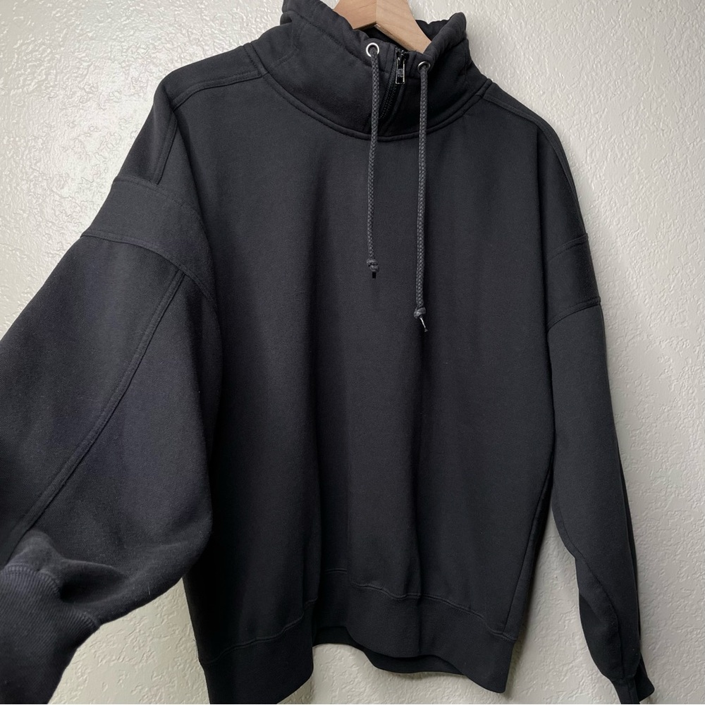 Vintage Men's Black Sweater Quarter Collar Zip Up - Picture 3 of 10